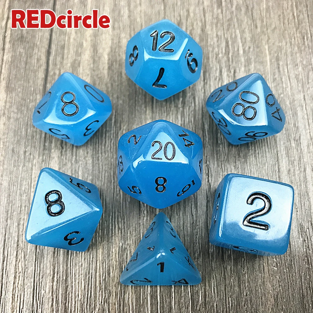 7 шт./лот светится в темноте RPG цифровой набор D4 6 8 10 10% 12 20 светильник игральные