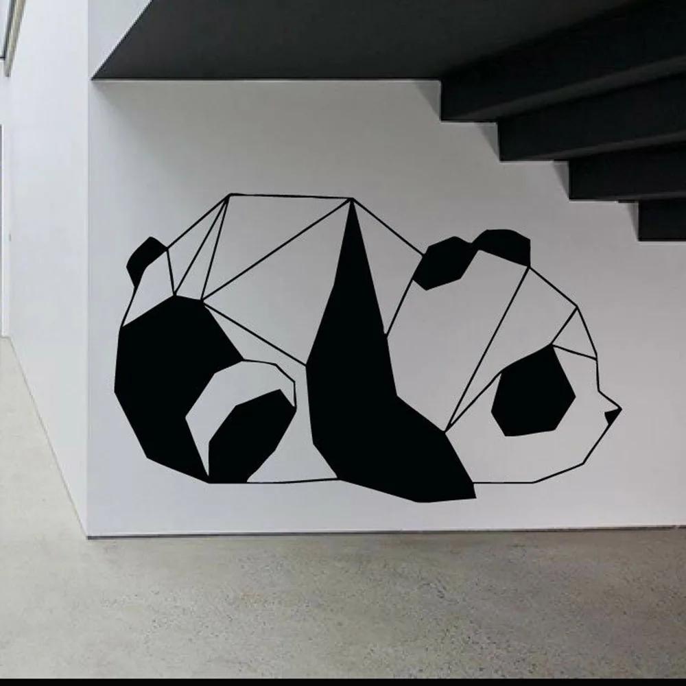 Cute Panda Wall Decals Nursery Kids Room Vinyl Sticker Living Geometric Lines Pattern Decor Bedroom Creative C954 | Дом и сад
