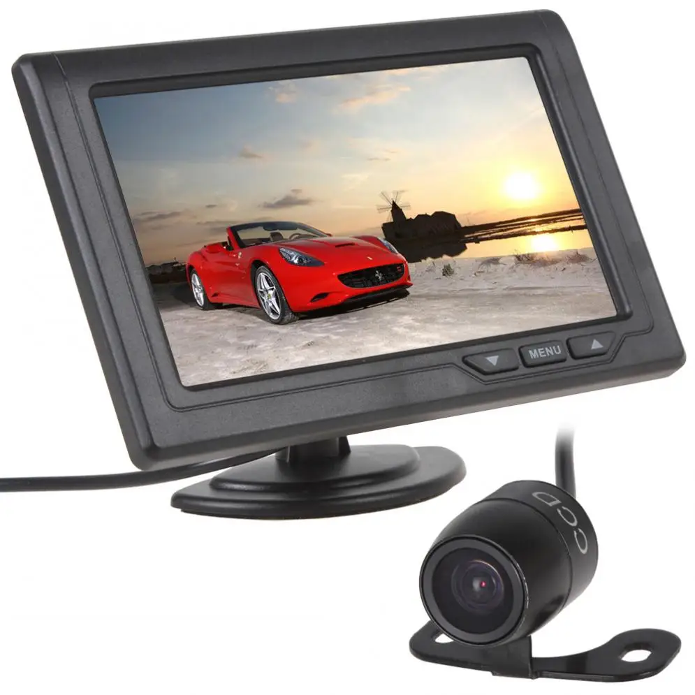 

4.3 Inch 480 x 272 Color TFT LCD Screen 2-Channel Video Input Car Rear View Monitors + E306 18mm Color CMOS / CCD Camera New