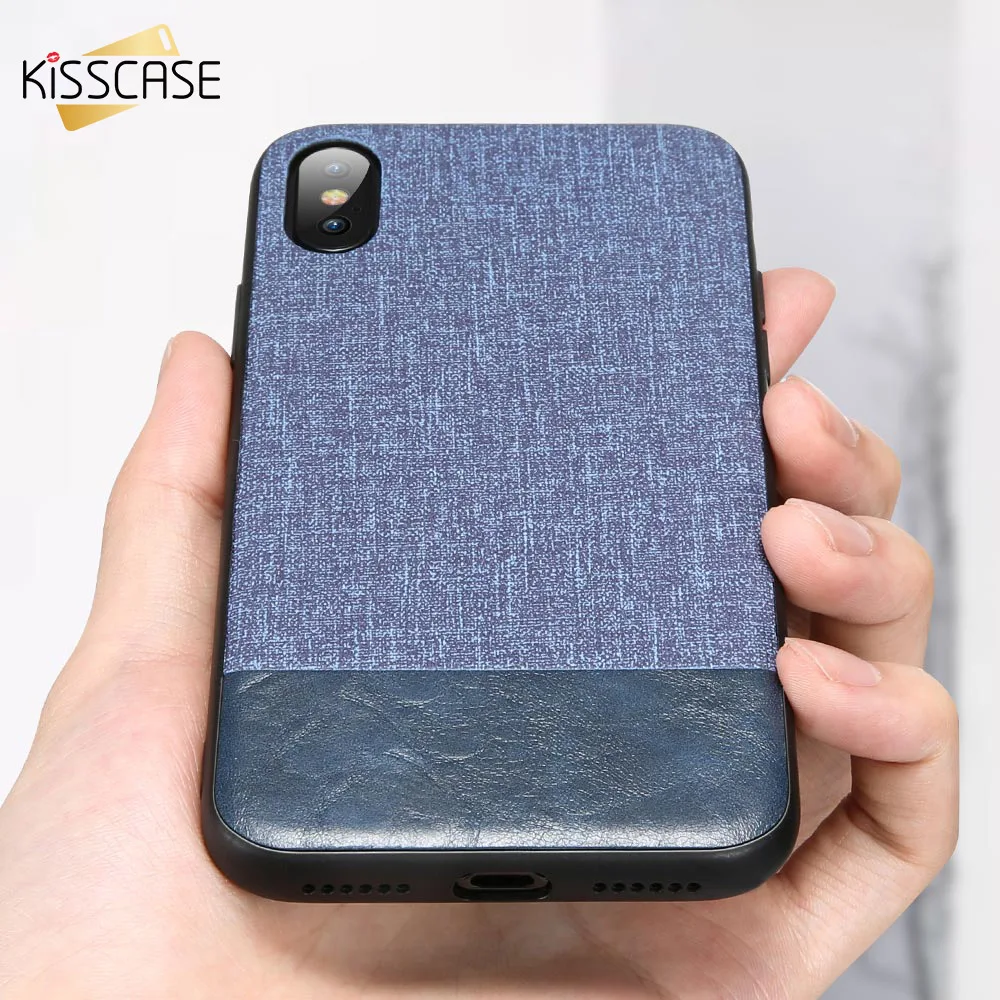 KISSCASE кожаный чехол с текстурой ткани для iPhone 11 XS MAX XR X TPU мягкий чехол для iPhone 7 8 Plus 5 5S SE 6 6S Plus Coque