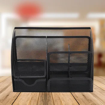 

Simple Iron Mesh Desktop Pencil Badge Holder Storage Box Stationery Ruler Office School Supplies Stationery Container Box LA334