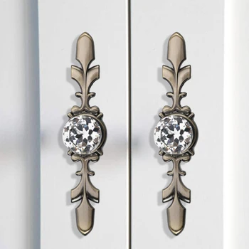

1Set Zinc Alloy/Glass Door Pull Transparent Crystal Handle European Style Knob Screw Drawer Cabinet Supplies Multi Purpose