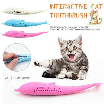 

Interactive Cat Dental Toy Soft Silicone Mint Fish Cat Teething Stick Toy Clean Teeth Toothbrush Chew Cats Toys Drop Shipping