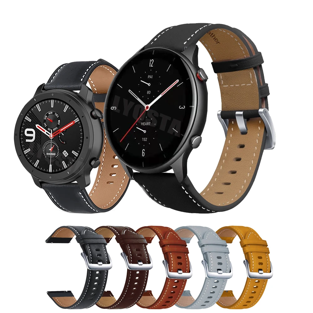 Leather Watchband for Huawei Watch GT2 46mm/ gt2 pro/Honor Magic 2 Strap Band 22mm Bracelet Wristband Amazfit GTR 47MM/GTR2e | Электроника