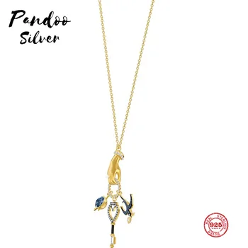 

PANDOO Fashion Charm Pure 925 Silver Original 1:1 Copy, Mysterious Element Lucky Guardian Necklace Female Luxury Jewelry Gifts
