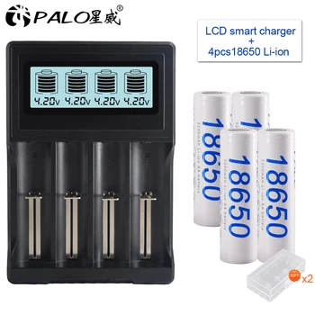 

3.7V 18650 rechargeable battery 3200mAh lithium batteries + 4 slots charger for 3.7V lithium 14500 / 16350 / 18500 / 18650