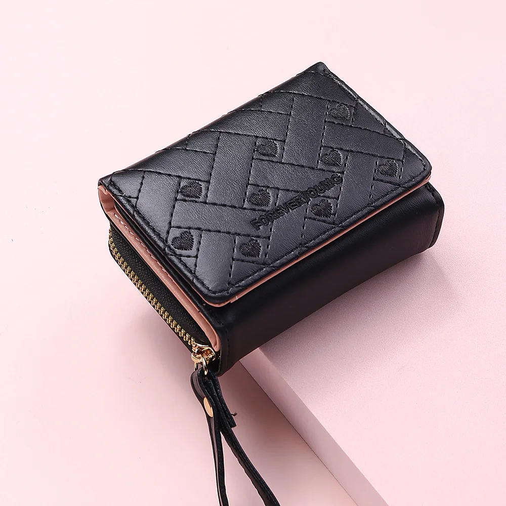 Mignon petit portefeuille en cuir femmes marques de luxe Mini sac à main de luxe nouveau coeur court rose portefeuilles pour adolescentes filles enfants cadeau de noël_voghion.com