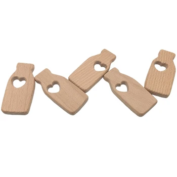 

Baby Teether Milk Bottle Shape Teething Nursing Natural Wooden Toys Organic Safe
