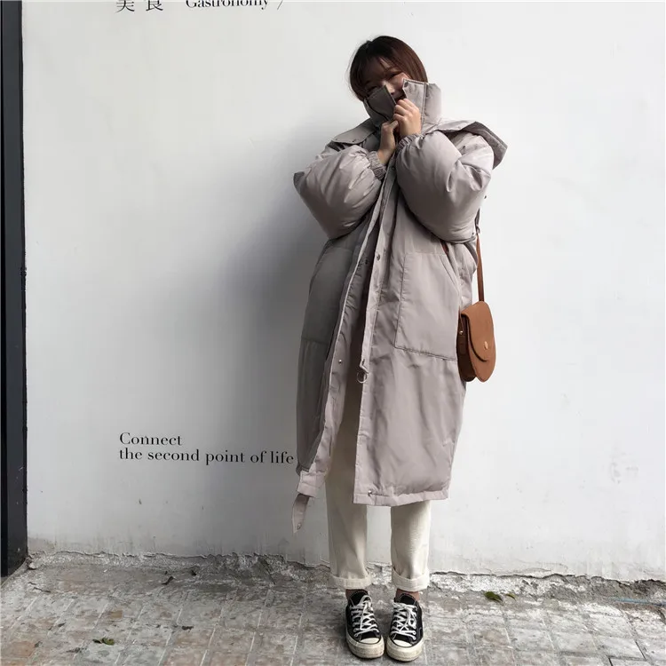 

Photo Shoot 2019 Winter New Style Korean-style Fashion Thick Couples Long Sleeve Hooded Mid-length Cotton-padded Clothes Cotton