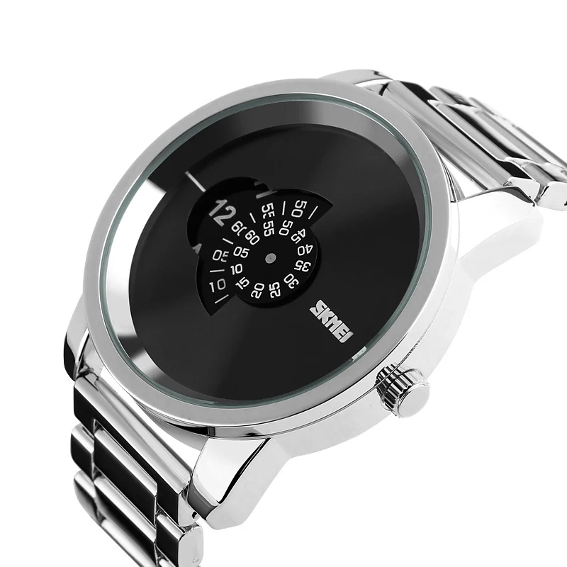 

SKMEI Fashion Casual Quartz Men Watch Simple Patented Design 3bar Waterproof Large Dial Turntable Pointer Relogio Masculino 1171