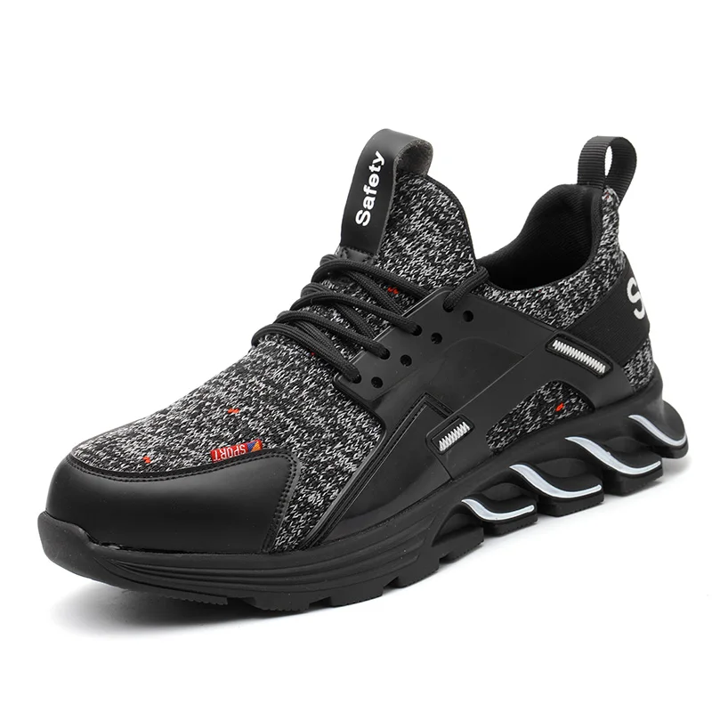 Black safety shoes Новые мужские ботинки со стальным носком Защитная обувь размера плюс 36-48 Женские рабочие кроссовки дышащая Уличная обувь бренд ROXDIA RXM161 - Цвет: Black safety shoes