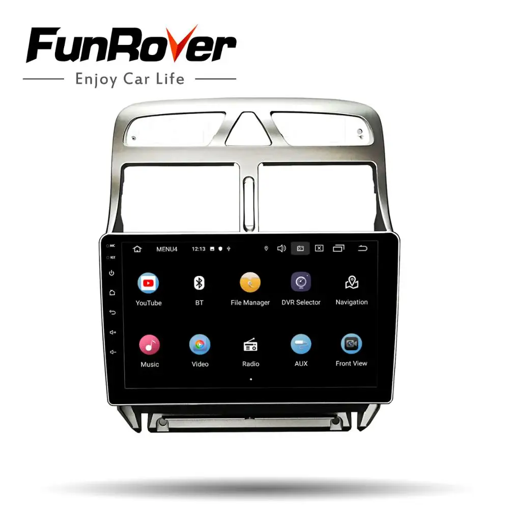 Discount FUNROVER IPS+2.5D Android 9.0 Car DVD Multimedia Player For peugeot 307 2002-2013 radio GPS Navigation wifi 4G RDS FM bluetooth 4