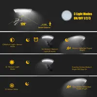 Lampe solaire murale ronde à 360 degrés avec capteur de mouvement PIR, lampe solaire circulaire pour jardin, lampe solaire à énergie solaire, 29 LED, lampe de rue extérieure lumineuse 5