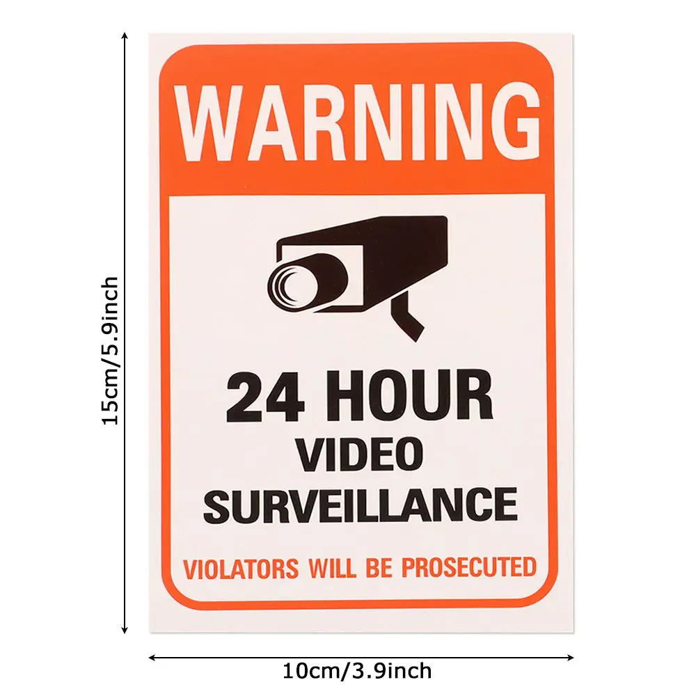 Useful Public Area Alarm Label Conspicuous Video Surveillance Sticker Warning Signs 24H Video Camera Security Supplies 10 Sheets