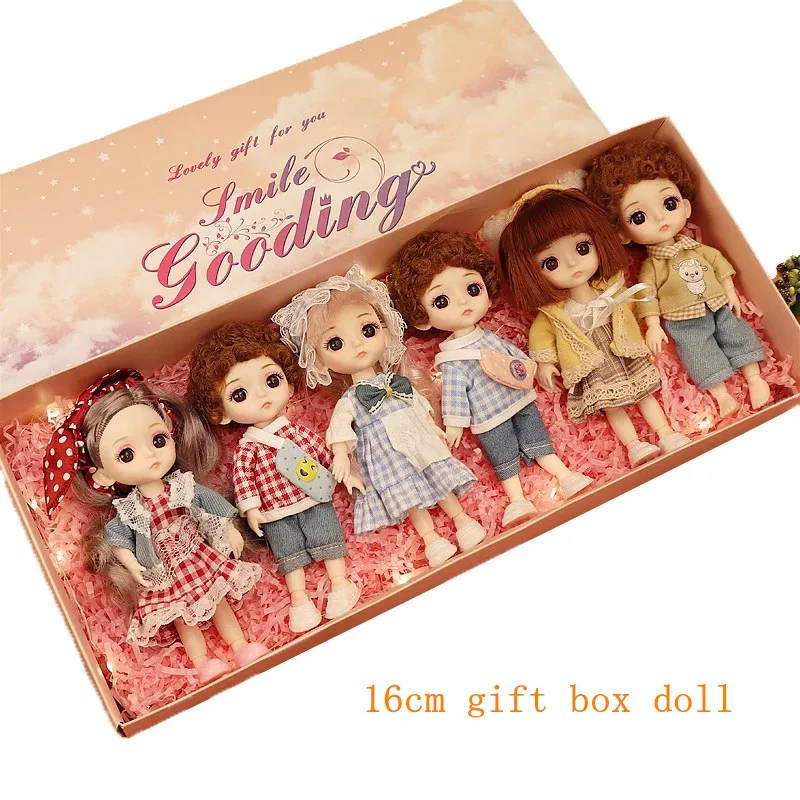 New 16CM BJD Doll 13 Movable Jointed Girl Boy Toys With Gift Box Fashion Cute Make-up Toy BJD Beauty Doll For Birthday Gifts Set
