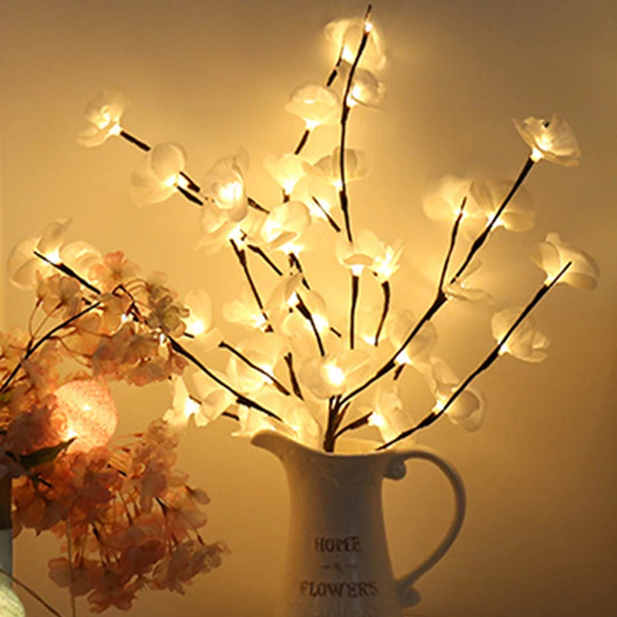 Luz para Casa Iluminado Flores Ramo Luz Artificial Phalaenopsis Salgueiro Decoração Romântica 20leds 73cm 6 Lâmpadas com 20leds 73cm, luz artificial de