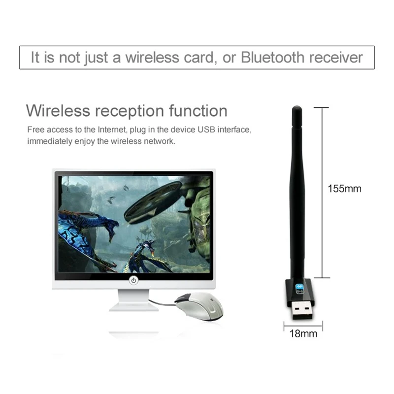 2 в 1 Bluetooth 4,0 Wifi приемник беспроводной USB 802.11N Wifi адаптер 150 Мбит/с компьютерная сетевая карта поддерживает Windows/XP/Vista
