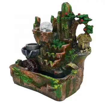 

Distinctive Desktop Water Fountain Simulation Rockery Landscape Ornament with Atomizing Effect Feng Shui Company Office Tabletop