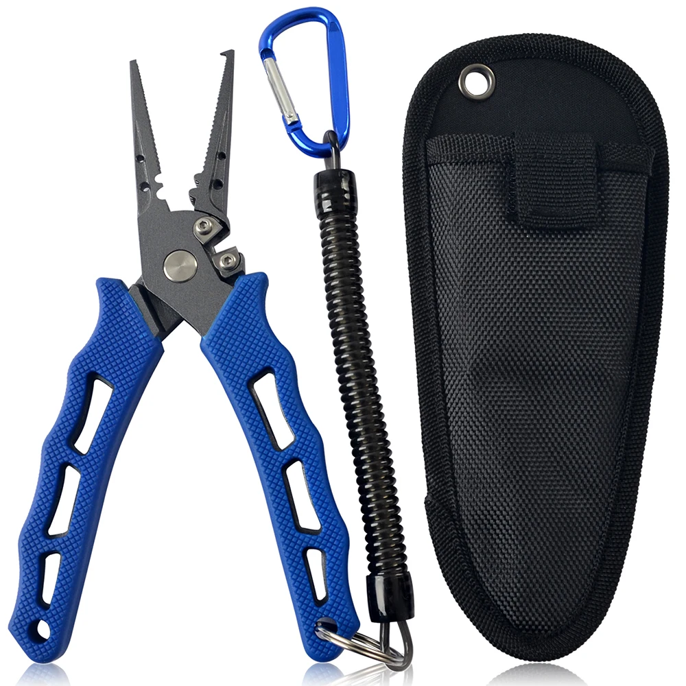 

7.3 Inch Fishing Pliers Hook Removers Split Ring Line Cutters Fishing Multi Tools with Sheath and Lanyard Carp Tackle Pesca