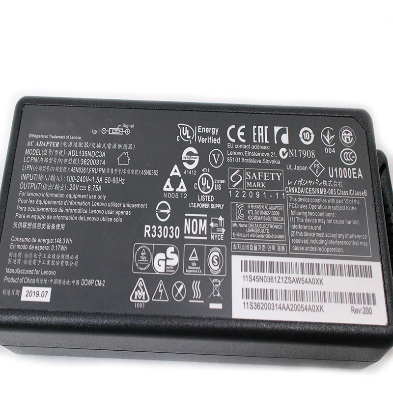 Carregador ac Original Usb para Lenovo Ideapad Y50 Adaptador de Carregamento 135w 20v 6.75a para Lenovo Ideapad Y50 Adl135ndc3a 36200605 45n0361 45n0501 Tamanhos T540p - Imagem 4