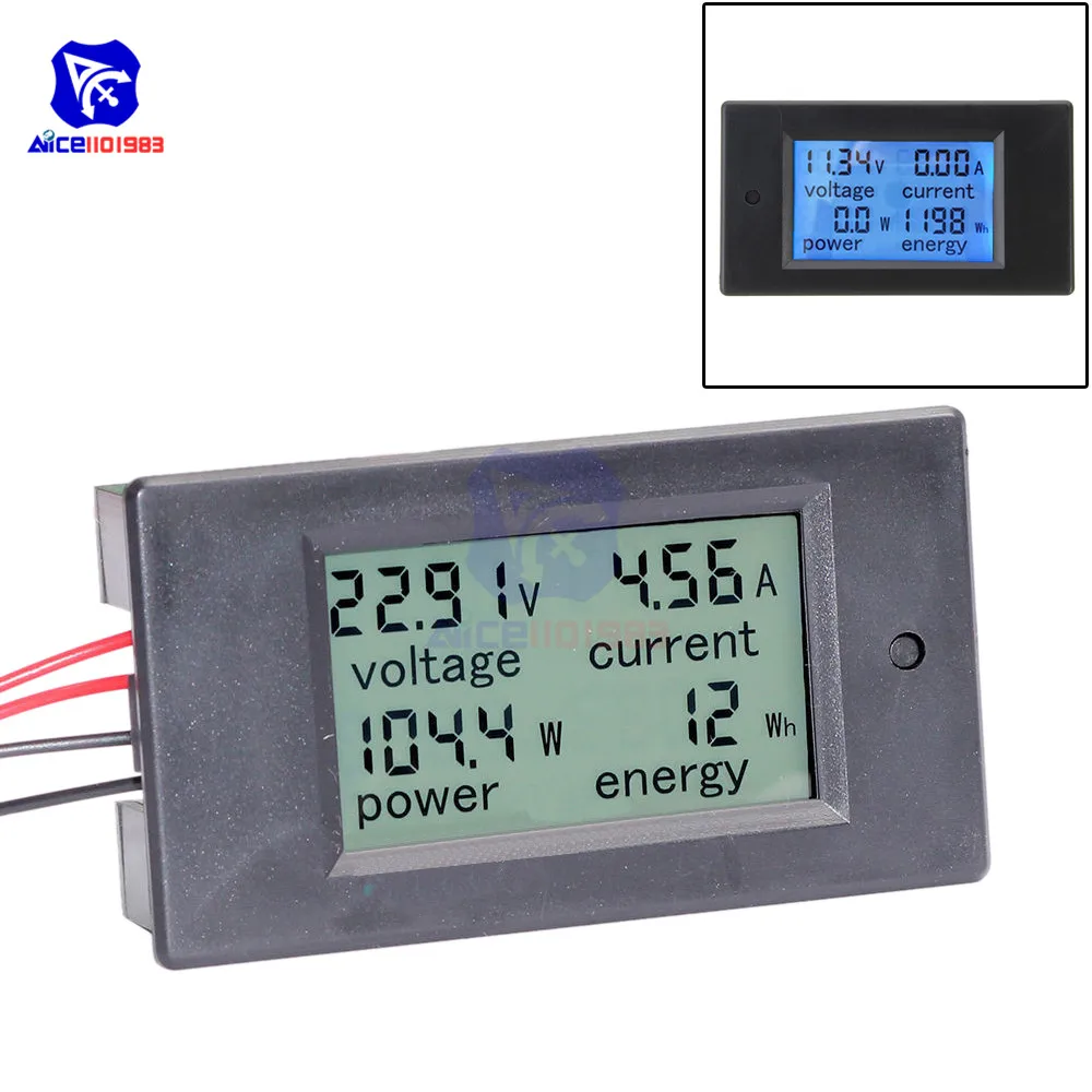 DC Digital Power Meter 6.5-100V 50A 4IN1 LCD Voltage Current Watt Kwh Energy 