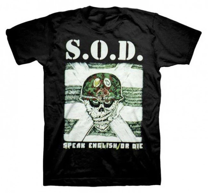 Новый Sod говорите по-английски или под давлением альбом трэш (Sml-2Xl) Badhabitmerch