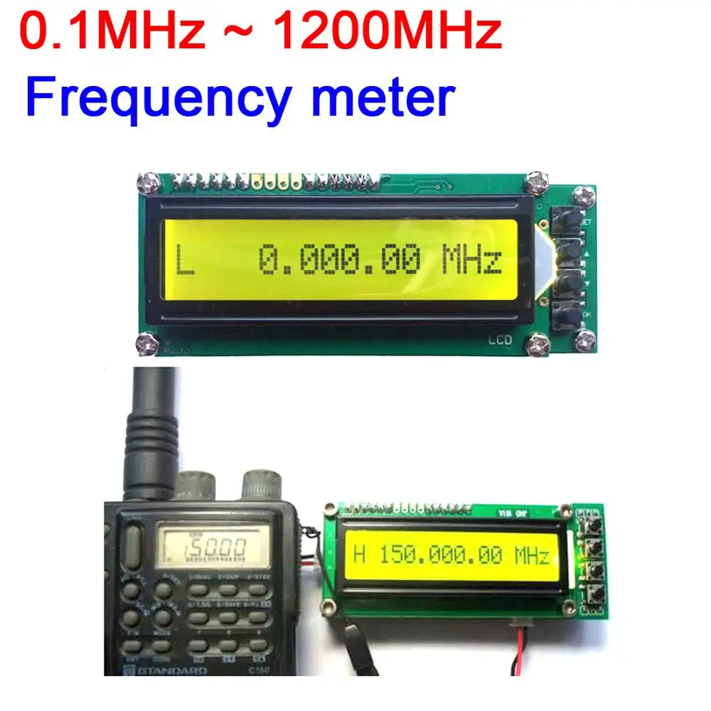 0,1 МГц до 1200 МГц Частотомер PLJ-1601-CCounter тестер измерения цифровой дисплей частотомер модуль для ham радио усилитель