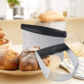 

kitchen tool Dough Blender Stainless Steel Pastry Cutter Set, Pastry Blender Dough Scraper Pastry Brush, Professional Dough Cut