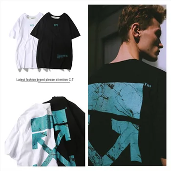 

OFF white- New hot sale Mens Black And White Green leaf T-shirts Summer Skateboard Tee trend casual tops wild t shirt men 2020