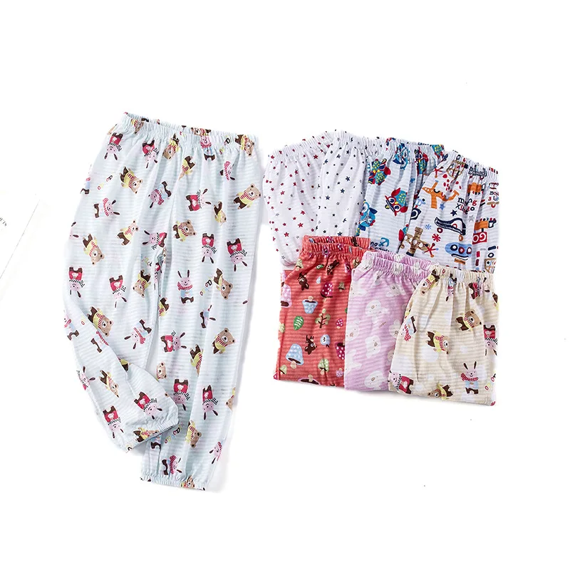 Летний Детский принт, чистый хлопок, домашние штаны, чистый хлопок, противомоскитные штаны для детей, хлопок, детские домашние Антимоскитные штаны