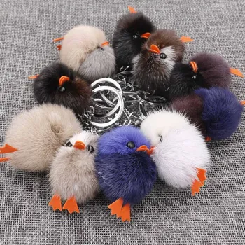 

2019 Hot Sale New Fashion Cute Fur Soft Chicken Keychain- Color Random Animal Bag Car Key Accessories Hanging
