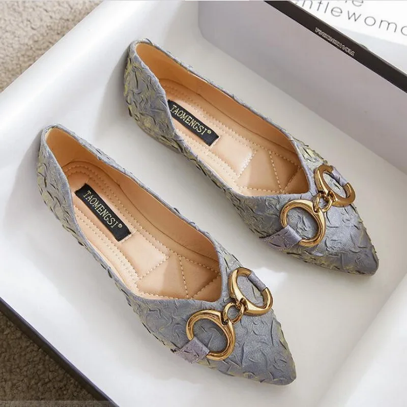 Taomengsi Korean Pointed Tip Deodorant Shoes Slip-On Casual Horseshoe with (1-3CM) Beige Candy Color Women Shoes