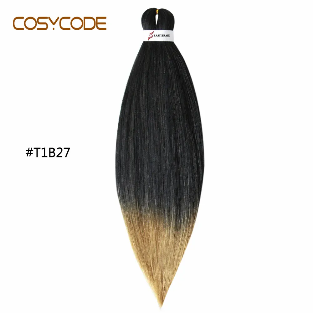 COSYCODE Jumbo вязание крючком плетение волос для наращивания 26 дюймов 66 см Длинные Синтетические косички чистый 2 тона - Цвет: T1B/27
