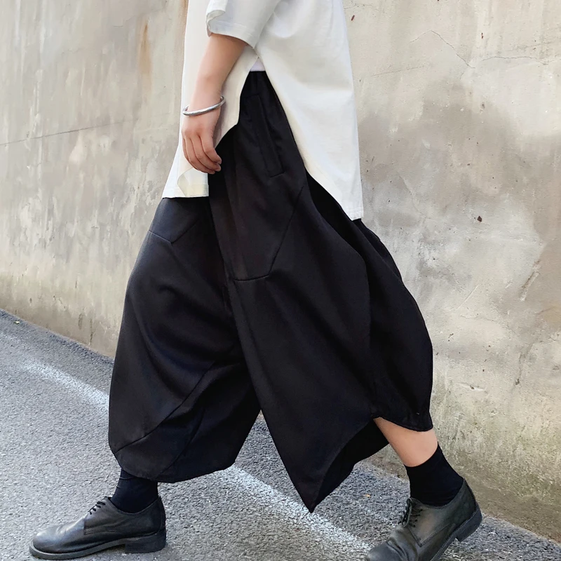 Pantaloni Cavallo Nero Estivo Pantaloni Casual Culotte Pantaloni Svasati Pantaloncini Giovane Parrucchiere Yamamoto