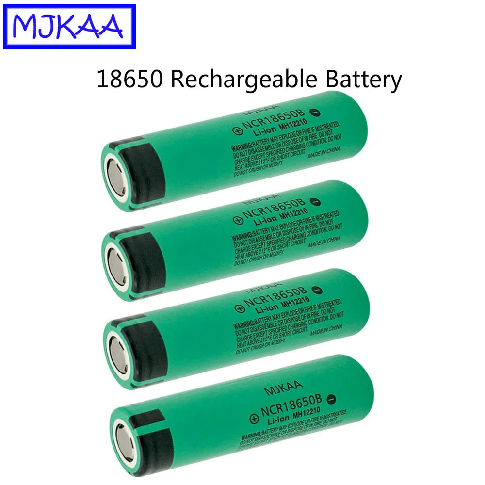 

MJKAA 4Pcs New Protected Original NCR18650B 3400mAh 3.7V Lithium Rechargeable Battery for Flashlight Li-ion Batteries