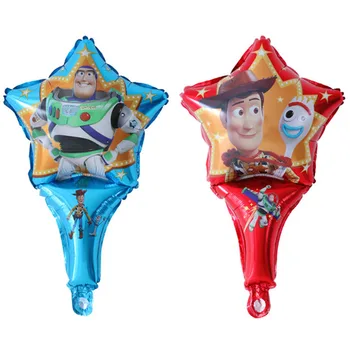 

50pcs Toy Foil Balloons Cartoon Story Hero Woody Captain Buzz Hand Stick Balls Kids Birthday Party Decorations Toy Helium Globos