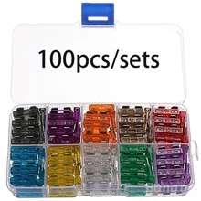 

100pcs/set Mini Blade Fuses Auto Car Truck Fuse Assortment Kit Set 3A 5A 10A 15A 20A 25A 30A 35A 40AMP