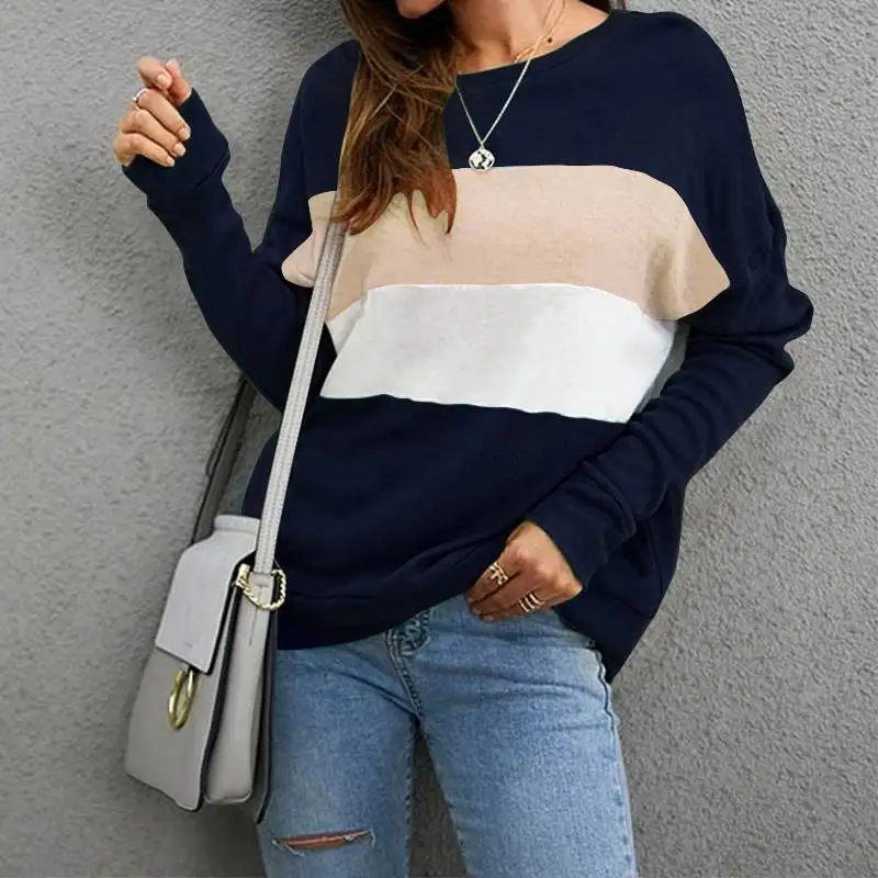 Женская осенне-зимняя цветная Толстовка с длинным рукавом, повседневный Свободный пуловер, офисные спортивные джемперы, 5XL 7