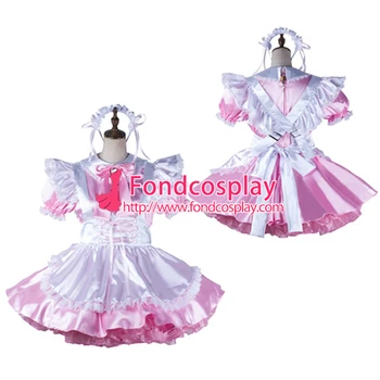 

Sissy maid satin dress lockable Uniform cosplay costume Tailor-made[G2194]