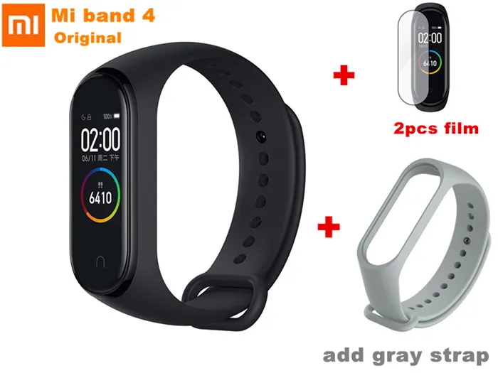 Xiaomi mi Band 4 Bluetooth 5,0 смарт-Браслет фитнес-трекер Браслет Водонепроницаемый Пульс mi Band 4 с металлическим ремешком - Color: add gray TPU
