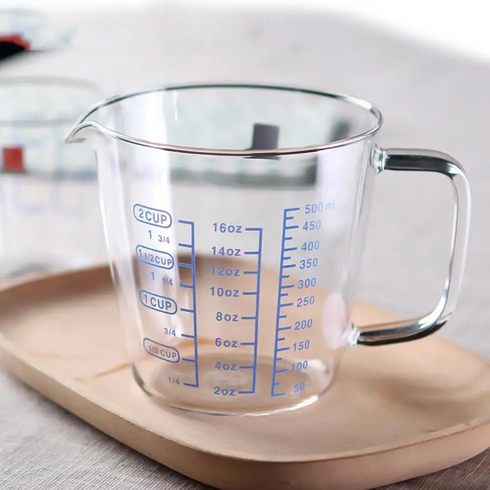 Measuring Cup 250ml/500ml Heat Resisting Glass Measuring Cup Milk Water Scale Microwave Tool Kitchen Dining Accessories