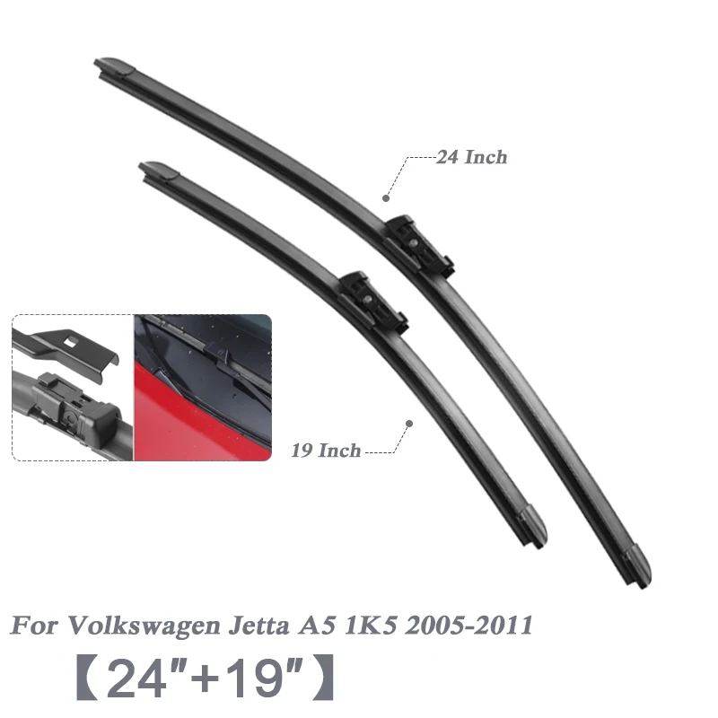For Jetta 05-11 2" 24" автомобильный стиль U бескаркасные Bracketless резиновые лезвия очистителей лобового стекла автомобиля для Volkswagen Polo Golf Beetle Jetta A7 Passat B8 - Цвет: For Jetta 05-11