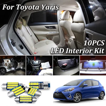 

10Pcs No Error White Canbus For Toyota VITZ Yaris II III XP90 XP130 LED Interior Light + License Plate Lamp Kit (2005-2020)