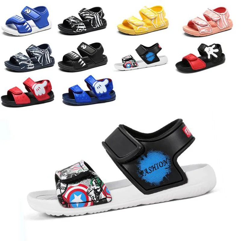 Sandalias antideslizantes para niños y niñas, zapatos de playa de Capitán América, sandalias transpirables impermeables para estudiantes