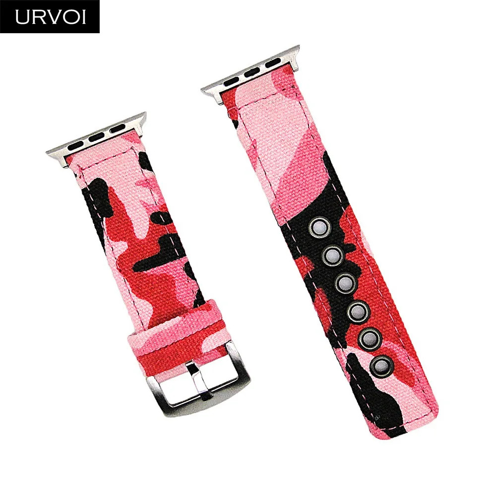 Pink Camo Камуфляжный ремешок URVOI для Apple Watch 4, 5, 3, 2, 1, ремешок для iwatch 40, 44 мм, камуфляжный узор, наручные джинсы, классический дизайн, 12 цветов - Цвет ремешка: Pink Camo