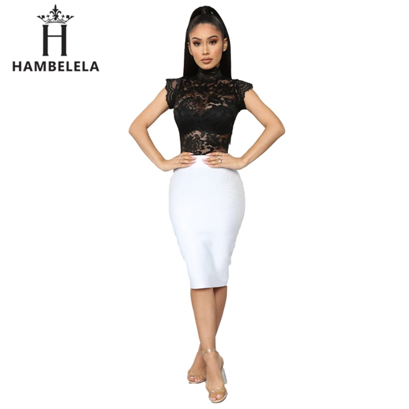 HAMBELELA Sexy Club Wear Hollow Out Lace Bodysuit Women High Neck Short Sleeve Lace Up Romper Skinny Feminino Bodycon Overalls (5)