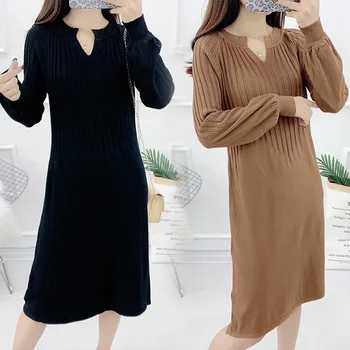

2019 autumn and winter new maternity dress lantern sleeves long pregnant women sweater pregnant women dress