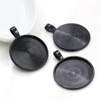 

New Fashion 10pcs 25mm Inner Size Black Colors Classical Cabochon Base Setting Charms Pendant (A3-20)
