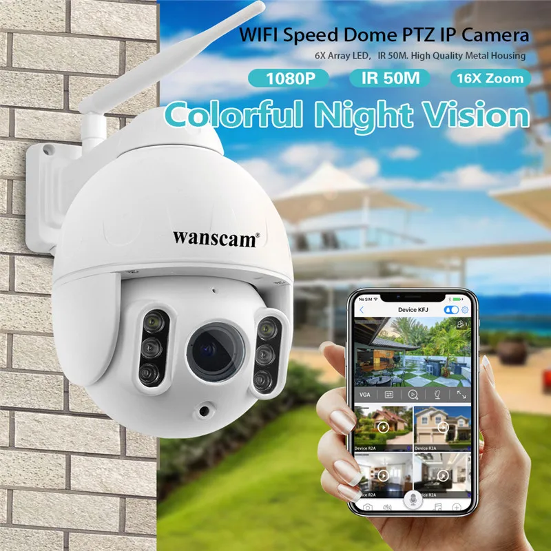 

Wanscam K64A 1080P PTZ 16X Zoom FHD Face Detection Auto Tracking WiFi Wireless Two-way Audio IP Camera R60 Surveillance Camera