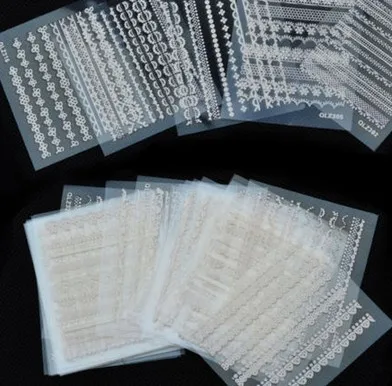 

Wholesale 1 set/30 type Black/White Lace 3D Nail Art Sticker Designs Nail Wraps Nail Stickers Decals Makeup Tattoos Manicure